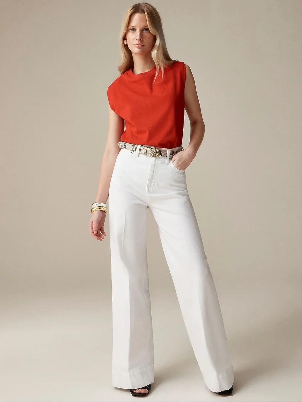J.Crew Wide-Leg Denim Trouser in White (Style BM338) - Size 32
